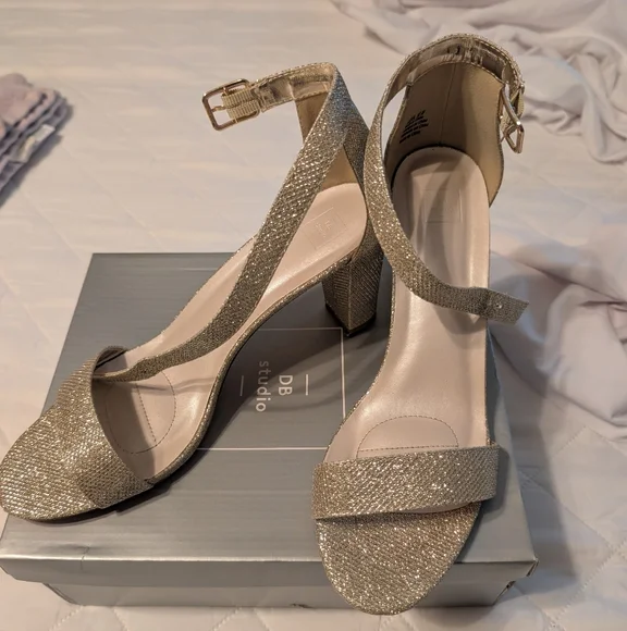 glitter silver peep toe high heels